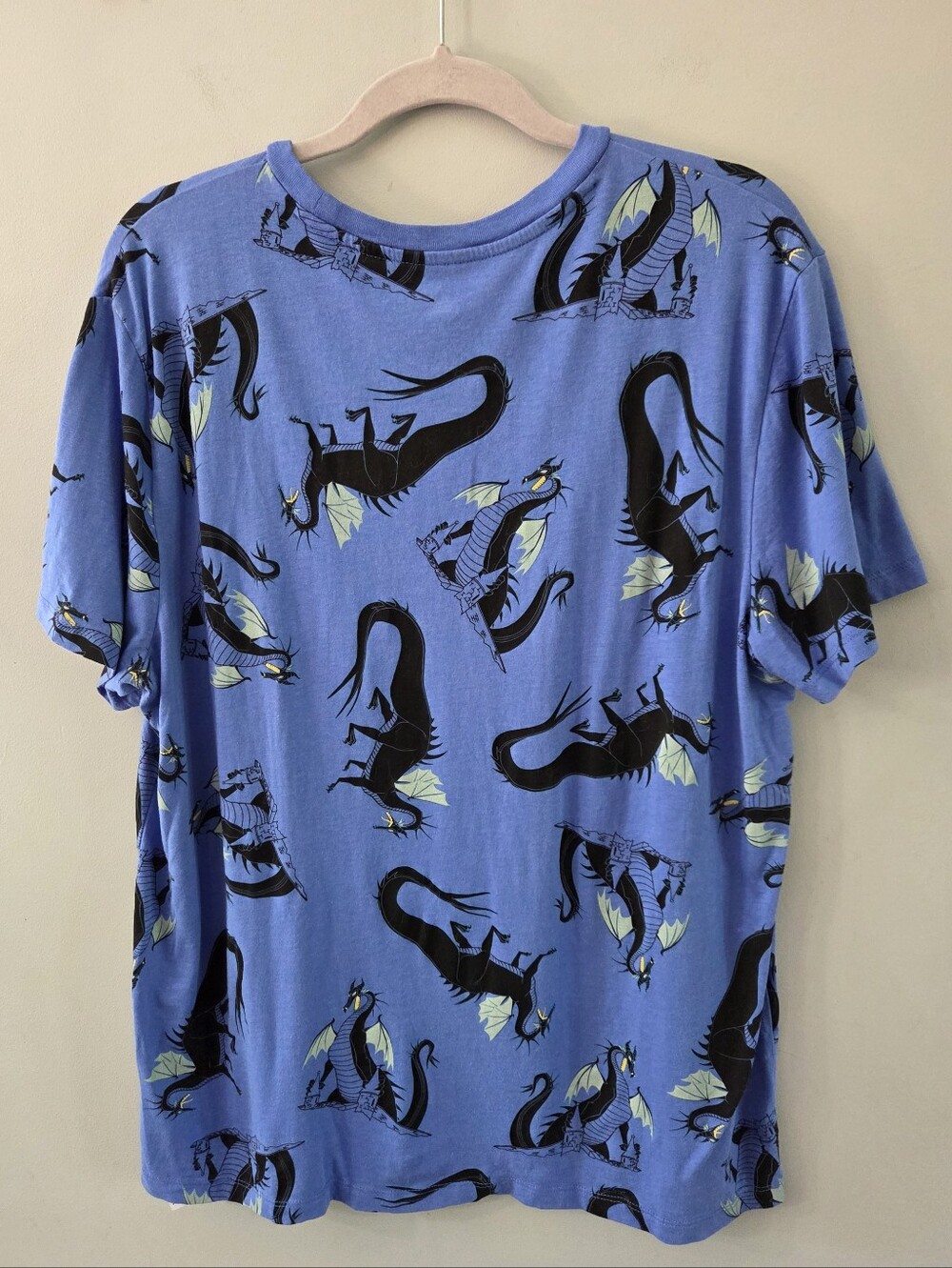 Disney Parks Maleficent Dragon All Over Print Shirt Blue Mythical Villians Sz L